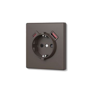 Розетка одинарна із заземленням USB-A+C 20W мокко VIDEX NOTA (VF-NT-SK1GUC-BR) 28885 фото