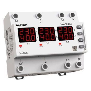 Трехфазное реле напряжения с контролем тока VA-3F40A M6R DigiTOP 4820118381701 фото