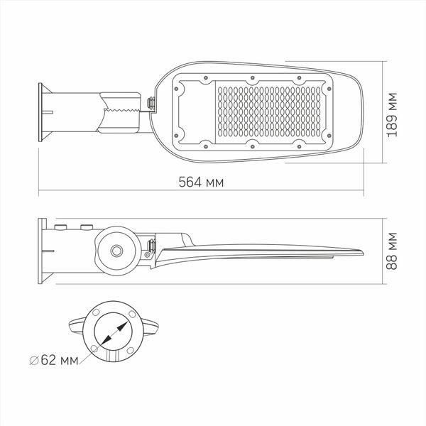 LED вуличний ліхтар VIDEX (поворотний) 100W 5000K Сірий 25909_V фото