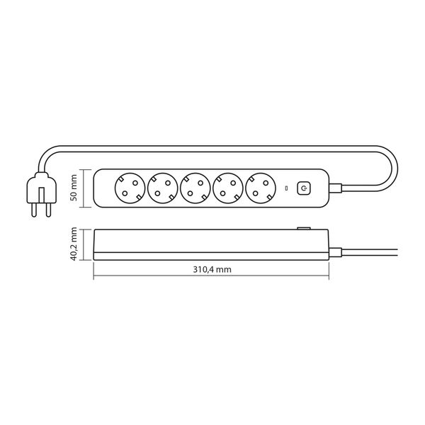 Сетевой удлинитель VIDEX ONCORD с/с 5п 3м (3x1.5мм) с кнопкой White 27689_V фото