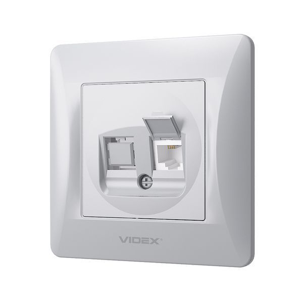 Розетка CAT3 одинарная телефонная серебряный шелк VIDEX BINERA 24903 фото