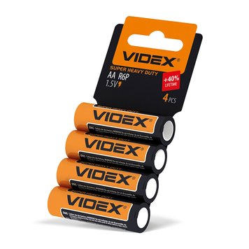 Батарейка сольова Videx R6P/AA 4шт SHRINK CARD R6P/AA 4pcs SC фото