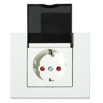 Розетка одинарна з заземленням з кришкою та шторками біла GRANO Ovivo Electric 400-010300-243 фото