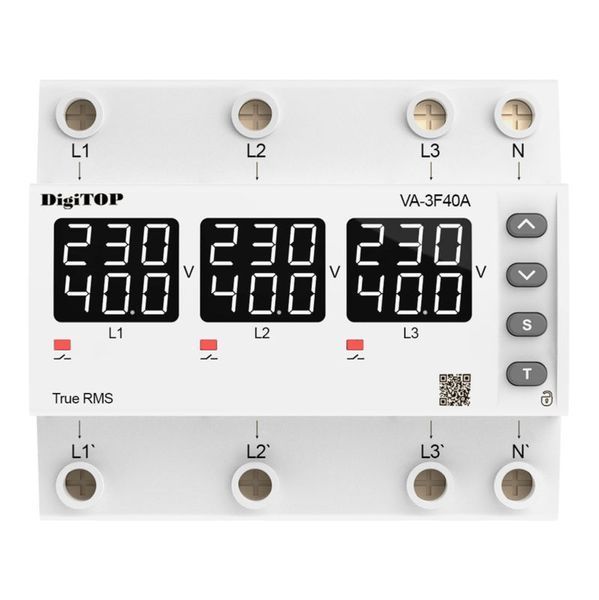 Трехфазное реле напряжения с контролем тока VA-3F40A M6W DigiTOP 4820118381725 фото
