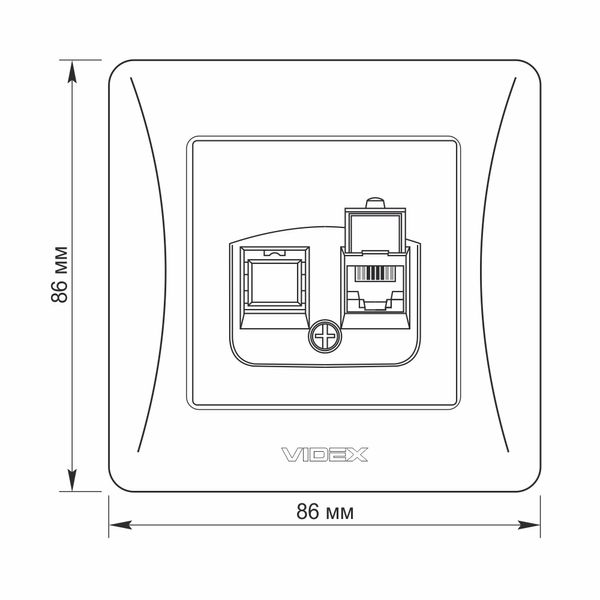 Розетка CAT3 одинарна телефонна кремова VIDEX BINERA VF-BNSK1TF3-CR фото