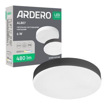 Світлодіодний накладний світильник Ardero AL807 6Вт 5000K чорний A-80625 фото