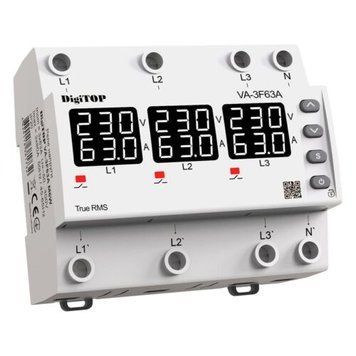 Трехфазное реле напряжения с контролем тока VA-3F63A M6W DigiTOP 4820118381732 фото