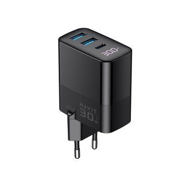 Зарядний пристрій HAVIT UCLE001 GaN 30W 2хUSB-A+USB-C 28679 фото