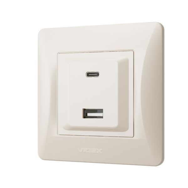 Розетка USB-A+USB-C PD20W кремовая VIDEX BINERA 28201 фото