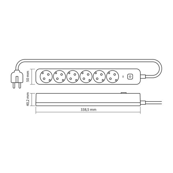 Сетевой удлинитель VIDEX ONCORD с/с 6п 3м (3x1.5мм) с кнопкой White 27691_V фото