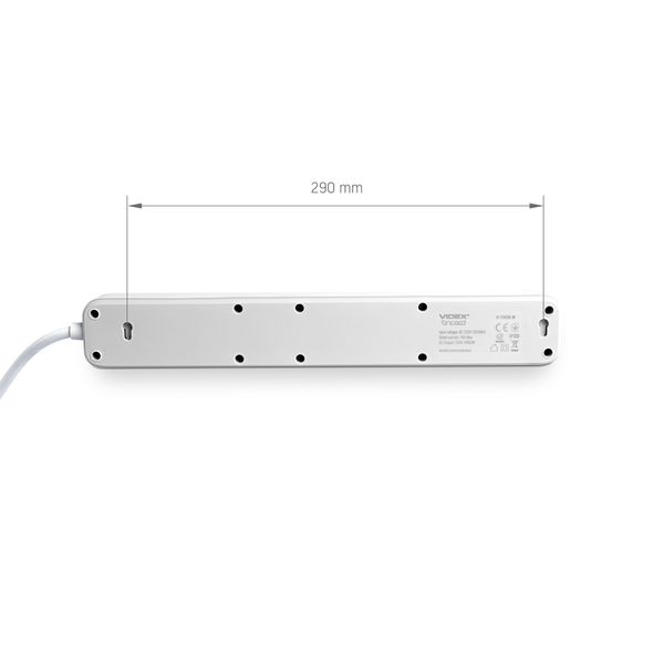 Сетевой удлинитель VIDEX ONCORD с/с 6п 3м (3x1.5мм) с кнопкой White 27691_V фото