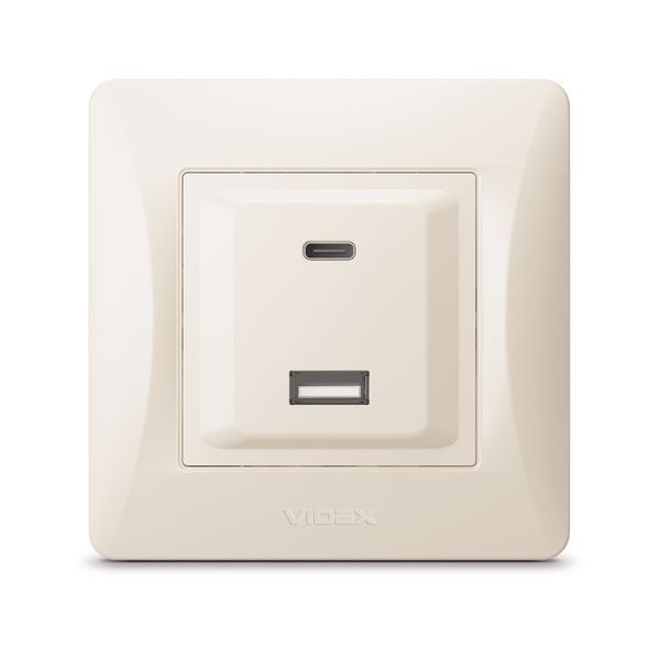 Розетка USB-A+USB-C PD20W кремовая VIDEX BINERA 28201 фото
