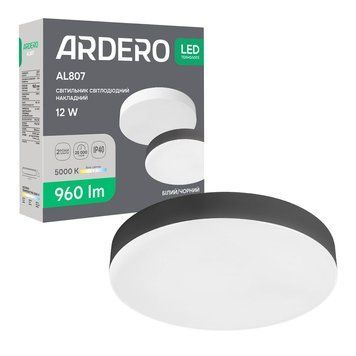 Світлодіодний накладний світильник Ardero AL807 12Вт 5000K чорний A-80626 фото