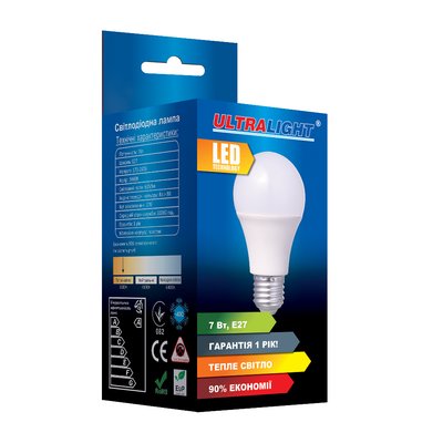 Светодиодная лампа шар Ultralight A60 7Вт Y E27 ECO 49302 фото