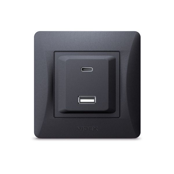 Розетка USB-A + USB-C PD20W чорний графіт VIDEX BINERA 28200 фото