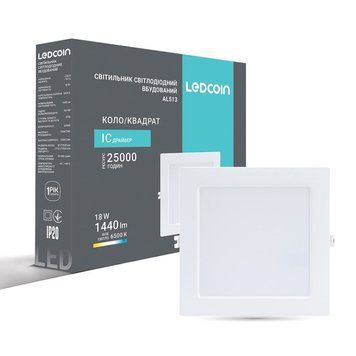 Світлодіодний вбудований світильник Ledcoin AL513 18Вт 6500K L-80340 фото