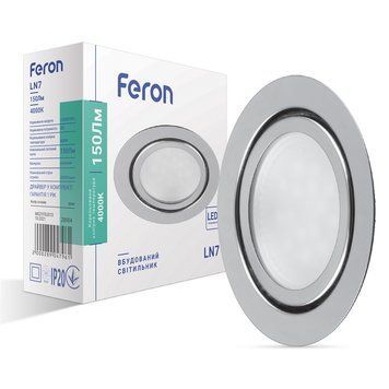 Світлодіодний світильник Feron LN7 3Вт 4000K хром F-28904 фото