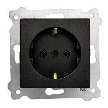 Механизм розетки с заземлением черный KARELL Exen Elektrik 290-001403-237 фото