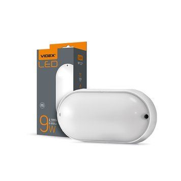 LED світильник IP65 овальний VIDEX 9W 5000K білий 24255 фото