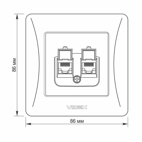 Розетка CAT6+CAT6 комп'ютерна подвійна кремова VIDEX BINERA VF-BNSK2PC6-CR фото