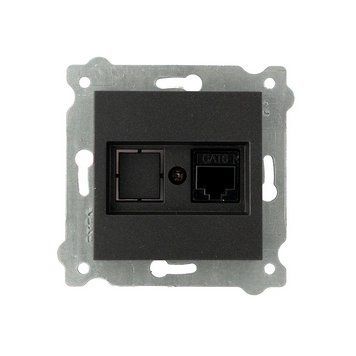 Механизм розетки компьютерной CAT6 черный KARELL Exen Elektrik 290-001403-253 фото
