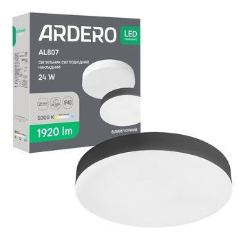 Світлодіодний накладний світильник Ardero AL807 24Вт 5000K чорний A-80628 фото