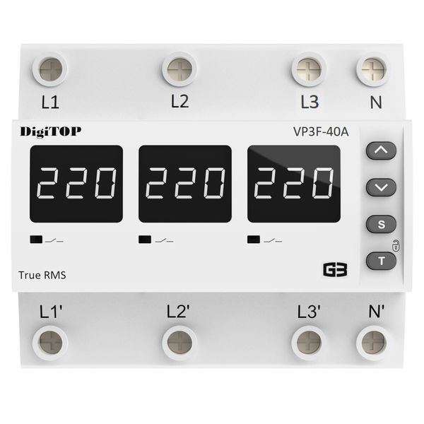 Трехфазное реле напряжения на 6 модулей VP-3F40A M6W DigiTOP 4820118381756 фото
