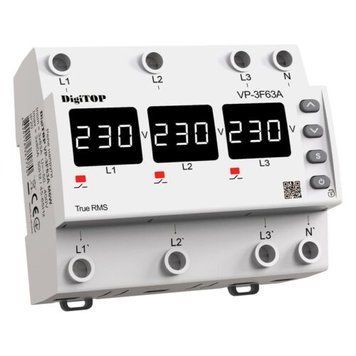Трехфазное реле напряжения на 6 модулей VP-3F63A M6W DigiTOP 4820118381770 фото
