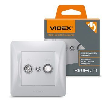 Розетка TV+SAT кінцева срібний шовк VIDEX BINERA 25037 фото