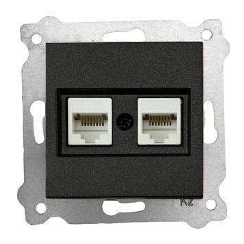 Механизм розетки компьютерной двойной CAT6 черный KARELL Exen Elektrik 290-001403-254 фото