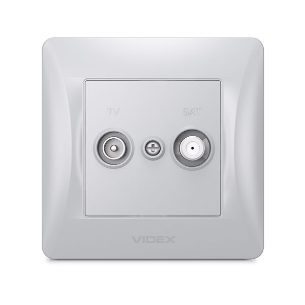 Розетка TV+SAT кінцева срібний шовк VIDEX BINERA 25037 фото