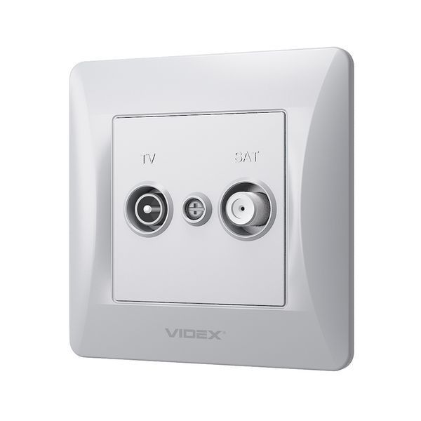 Розетка TV+SAT кінцева срібний шовк VIDEX BINERA 25037 фото