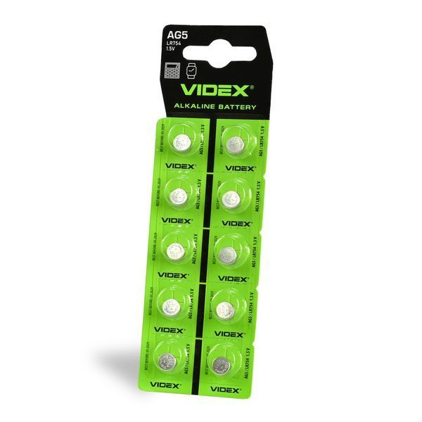 Батарейка часовая Videx AG 5/LR754 BLISTER CARD 10 шт 23268 фото