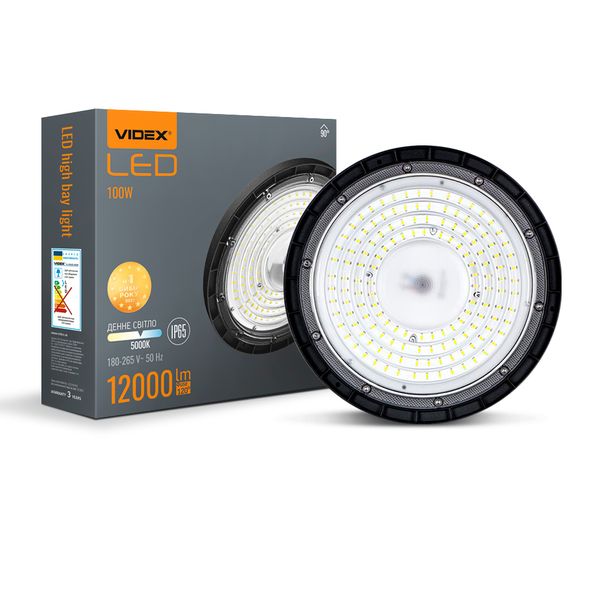 LED світильник висотний ХайБей VIDEX 100W 5000K 12000Lm 220V чорний 27382_V фото