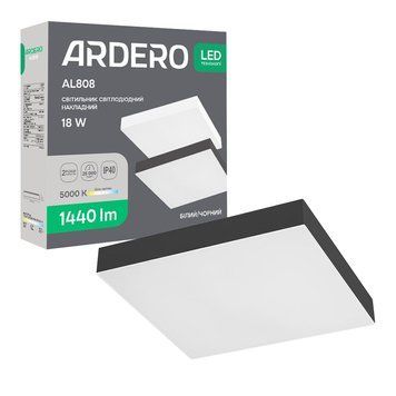 Світлодіодний накладний світильник Ardero AL808 18Вт 5000K чорний A-80631 фото
