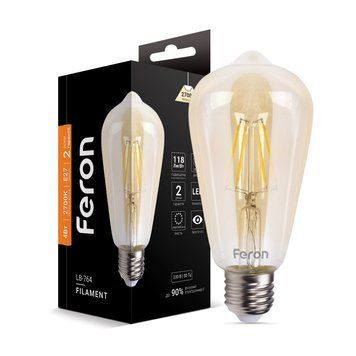 Світлодіодна лампа Feron Filament LB-764 4Вт E27 2700K EDISON ST64 золото F-25857 фото