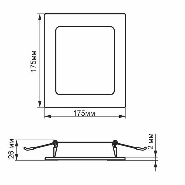 LED світильник Back вбудований квадрат VIDEX 16W 5000K 26342 фото