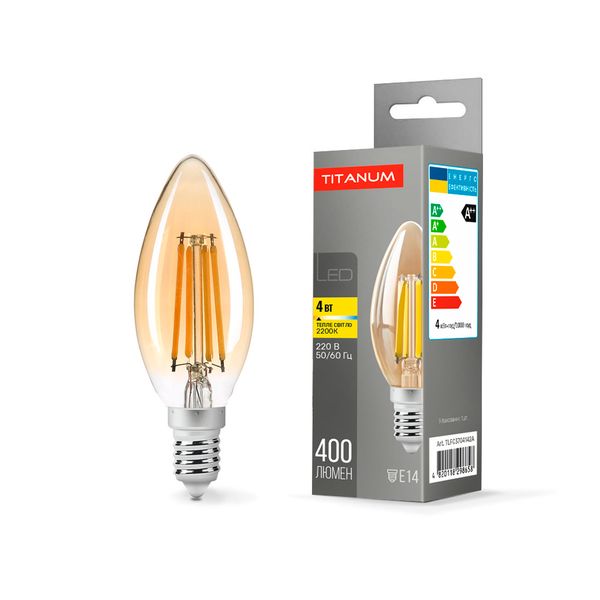 LED лампа TITANUM Filament C37 4W E14 2200K бронза 25524_T фото