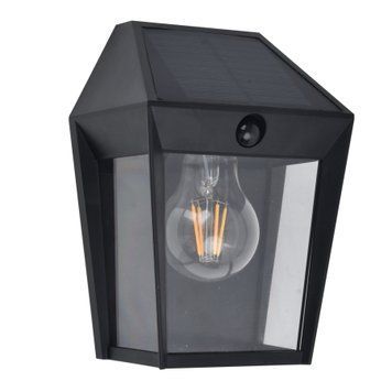 Светильник уличный настенный с солнечной панелью Lutec Avony Solar Wall 1 Light Pir E27 Black 2700K W/Bulb Solar 6916002330 фото