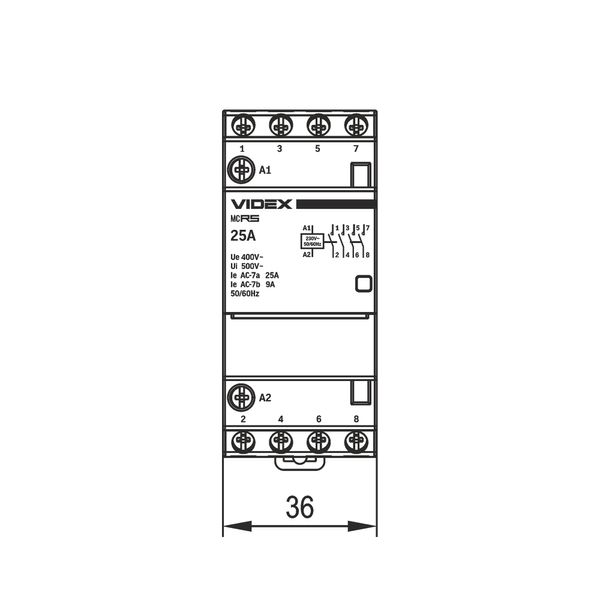 Модульний контактор 4п 25А 4НВ VF-RS-MC4O-25 VIDEX RESIST VF-RS-MC4O-25 фото