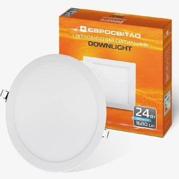 Світильник точковий врізний Євросвітло 24Вт коло LED-R-300-24 6400К 2100002265600 фото