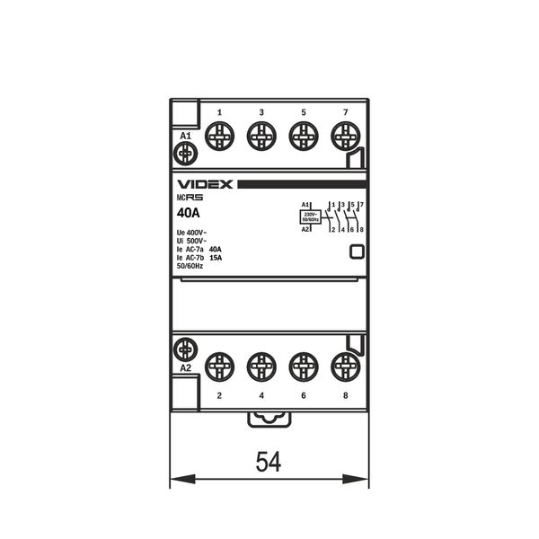 Модульний контактор 4п 40А 4НВ VF-RS-MC4O-40 VIDEX RESIST VF-RS-MC4O-40 фото