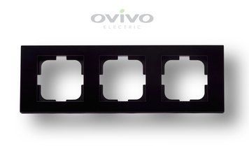 Рамка 3-на GRANO чорний металік Ovivo Electric 400-170000-227 фото