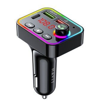 FM модулятор HAVIT HV-FM819BT USB-A+USB-C PD24W RGB Black 28523 фото