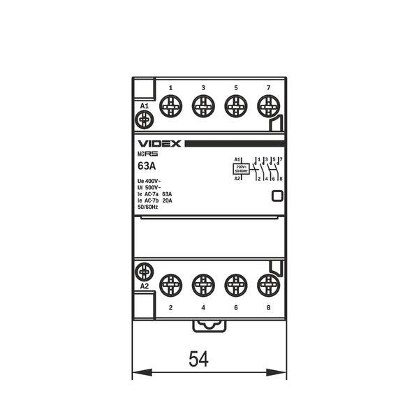 Модульний контактор 4п 63А 4НВ VF-RS-MC4O-63 VIDEX RESIST VF-RS-MC4O-63 фото