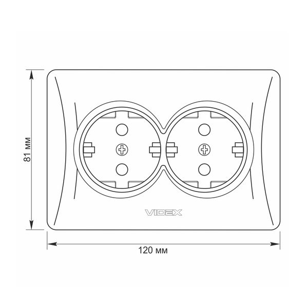 Розетка подвійна із заземленням кремова VIDEX BINERA 24697_V фото