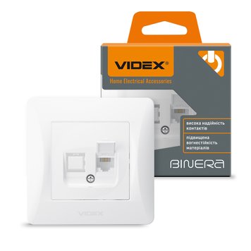 Розетка CAT3 одинарна телефонна біла VIDEX BINERA VF-BNSK1TF3-W фото