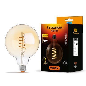 LED лампа VIDEX Filament G125FASD 5W E27 2200K дімерна бронза 25013 фото