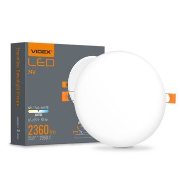 LED світильник безрамковий круглий VIDEX VLE-DLFR-244 24W 4000K 220V 28806 фото