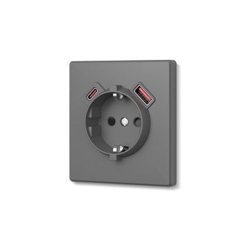 Розетка одинарна із заземленням USB-A+C 20W сірий графіт VIDEX NOTA (VF-NT-SK1GUC-GR) 28883 фото